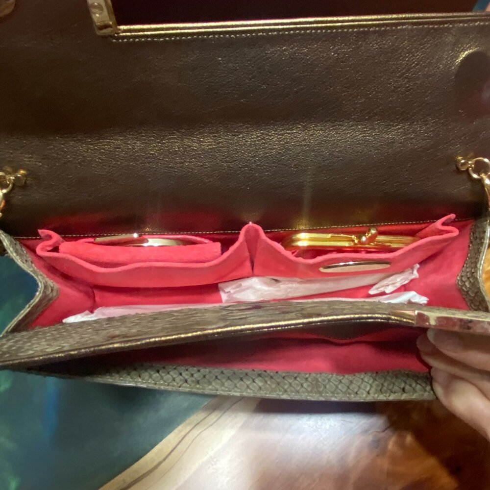 Judith Leiber Limited Edition Authentic Python Rare Double Flap Python Handbag - Picture 5 of 13